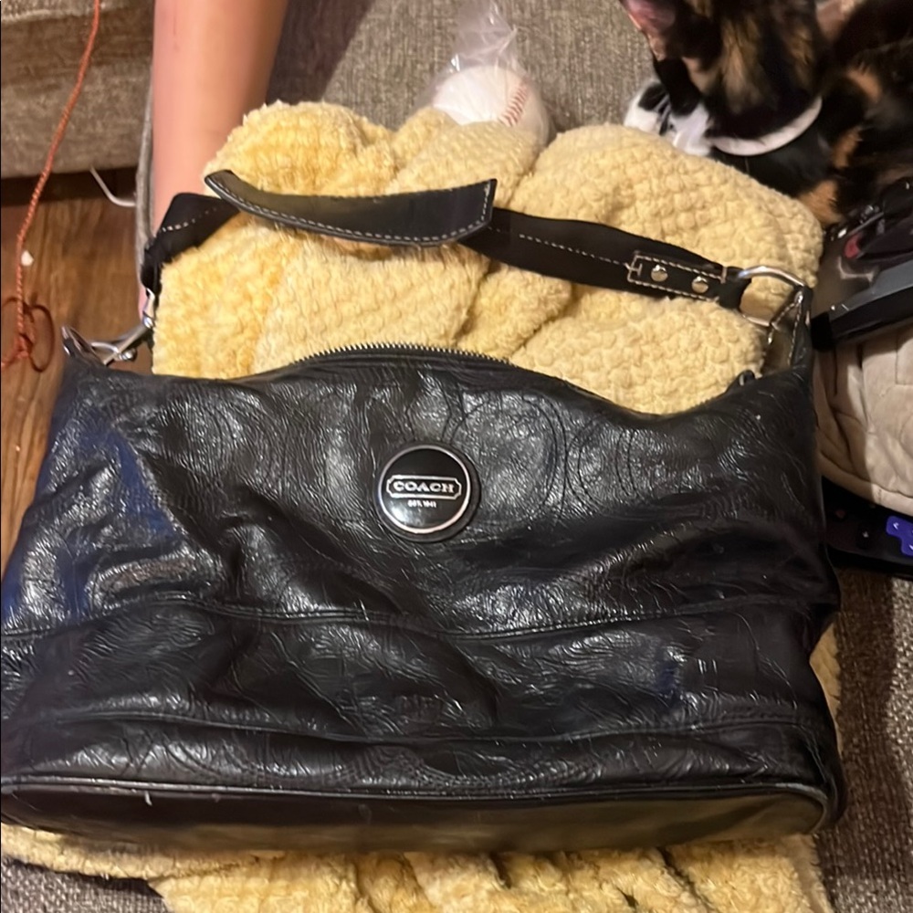 Coach Black Leather Shoulder Bag